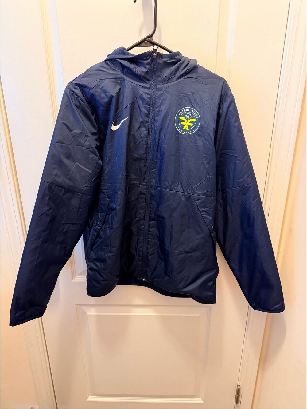 Nike Soccer Windbreaker Jacket Navy Blue Full Zip Men's XL Futbol First